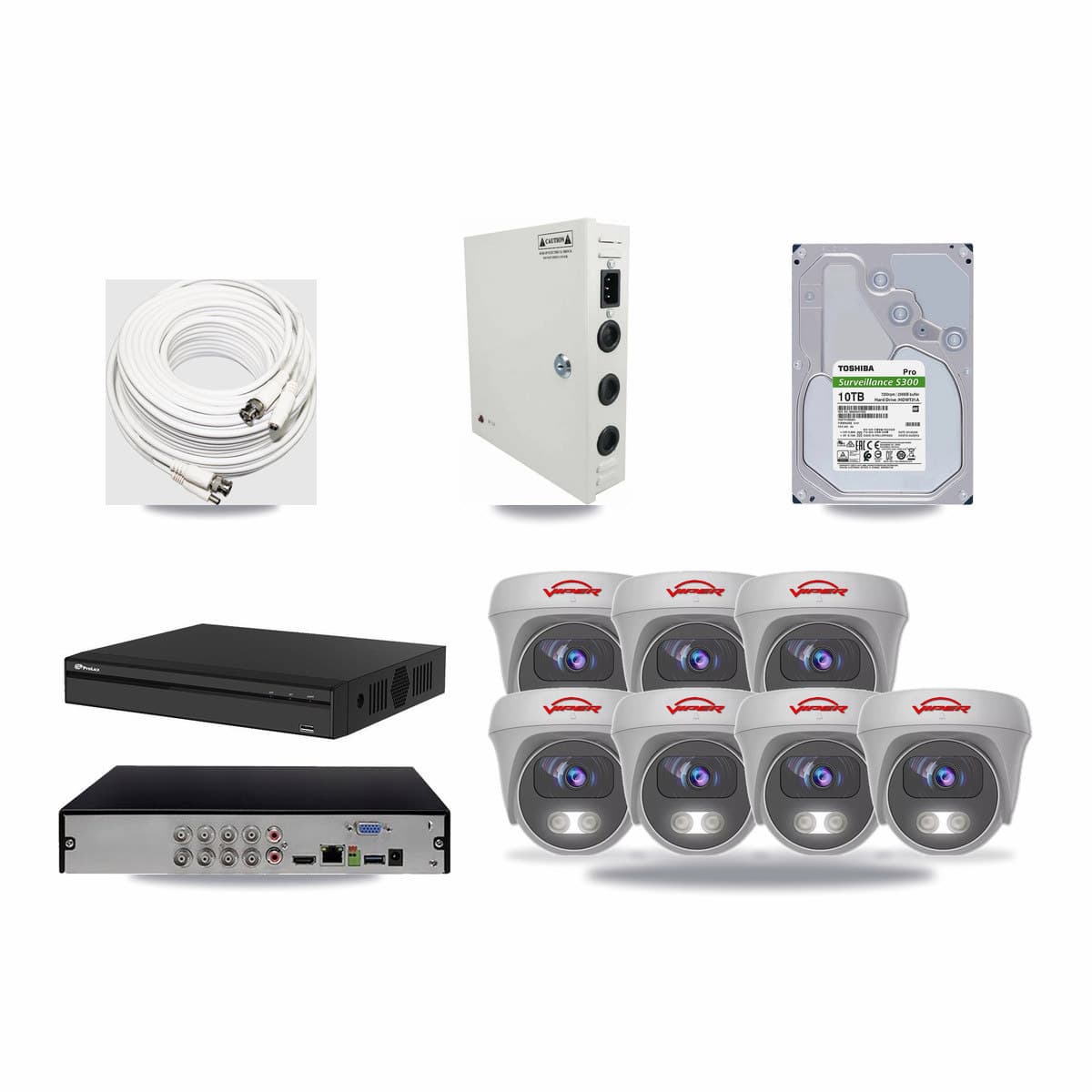 Prolux 8-channel CCTV kit: 7 cameras (7× 5MP Camera), 10TB hard drive
