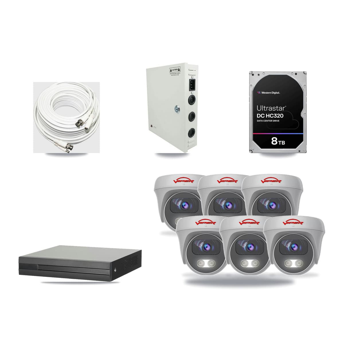 8-channel CCTV kit: 6 cameras (6× 5MP Camera), 8TB hard drive