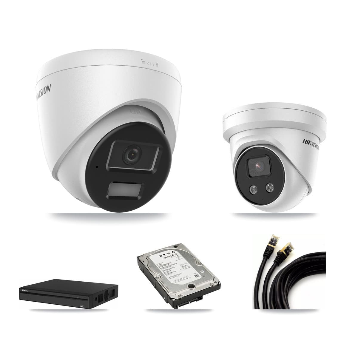 Hikvision & Prolux 4-Channel 4MP – 5MP CCTV Kit — 2 4MP + 2 5MP Turret Cameras + 5TB Recording