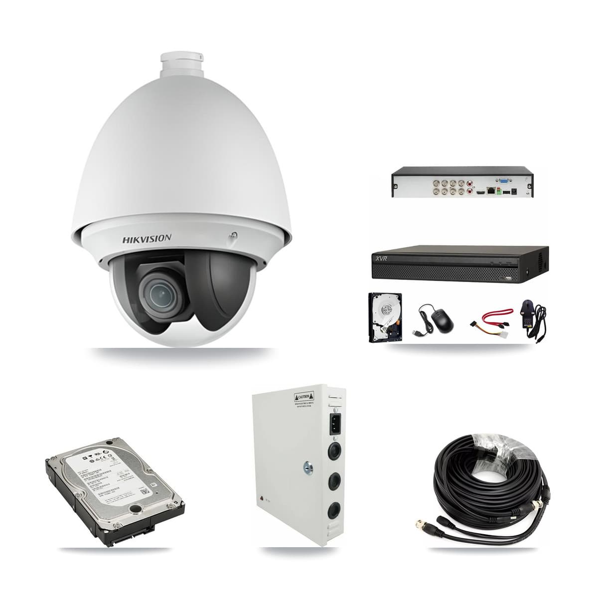 Hikvision & Dahua 8-Channel 2MP CCTV Kit — 8 DS-2AE4225T PTZ Cameras + 5TB Recording (XVR-3108AD Recorder)