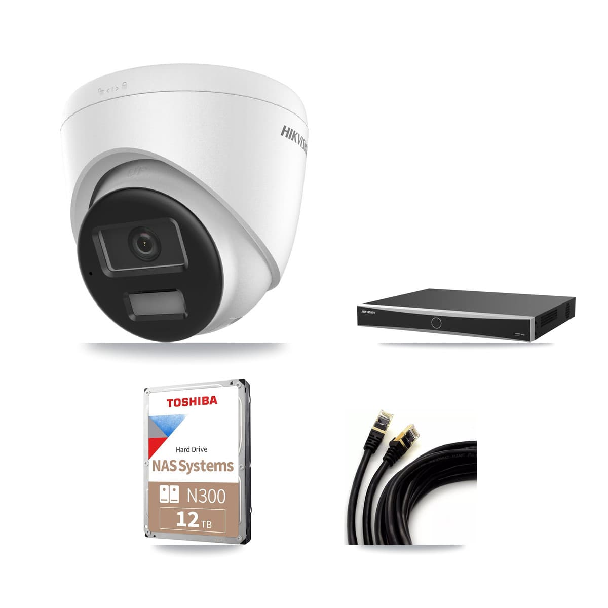 Hikvision 16-Channel 4K CCTV Kit — 9 DS-2CD1383G2-LIUF/SL Turret Cameras + 2× 12TB Recording (DS-7616NXI-K2/16P(E) Recorder) - Image 1