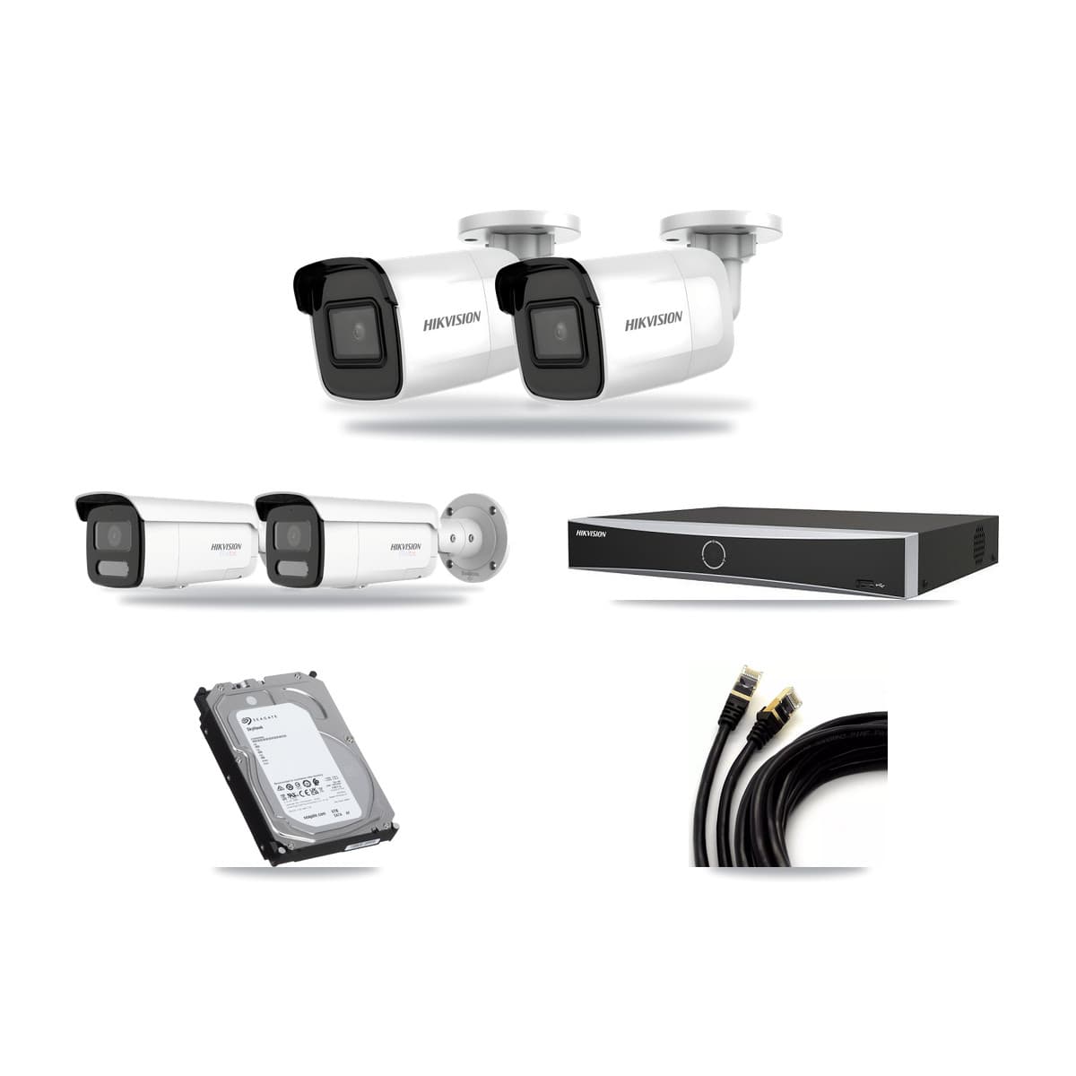 Hikvision 4-Channel 4K CCTV Kit — 2 DS-2CD2085G1 + 2 DS-2CD2T87G2H Bullet Cameras + 6TB Recording - Image 1
