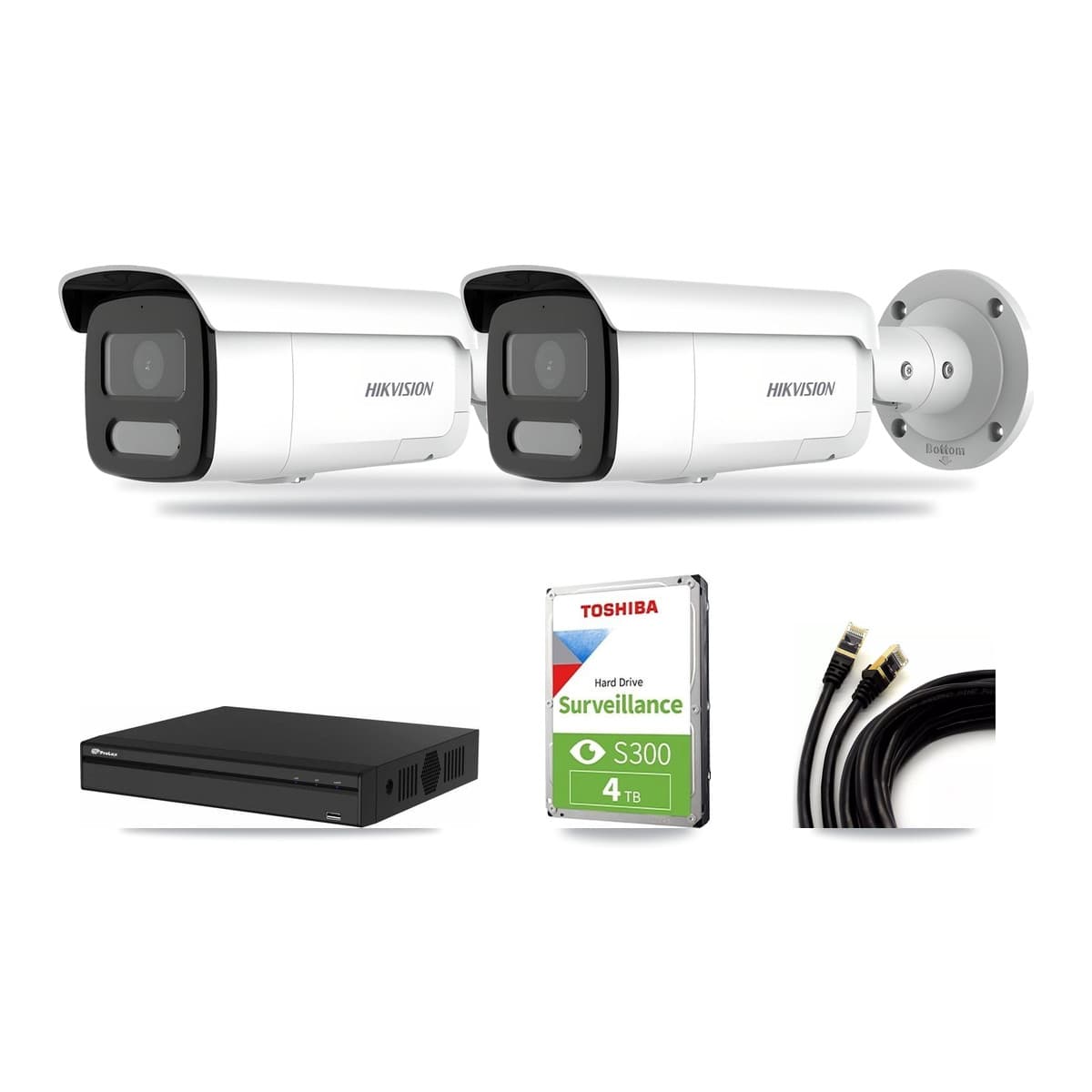 Hikvision & Prolux 4-Channel 4MP – 4K CCTV Kit — 1 4MP + 1 4K Bullet Cameras + 4TB Recording - Image 1