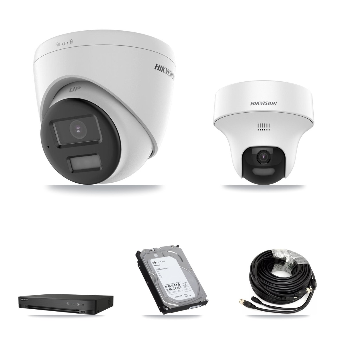 Hikvision iDS-7204HQHI-M1/XT 4-Channel DVR CCTV Kit — 1× DS-2CE70K0T-PTLTS Turret + 3× DS-2CE78K0T-LPTS Turret 5MP Cameras + 6TB HDD
