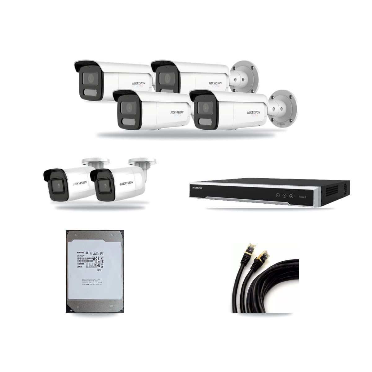 Hikvision 8-Channel 4K CCTV Kit — 2 DS-2CD2085G1 + 4 DS-2CD2T87G2H Bullet Cameras + 14TB Recording - Image 1