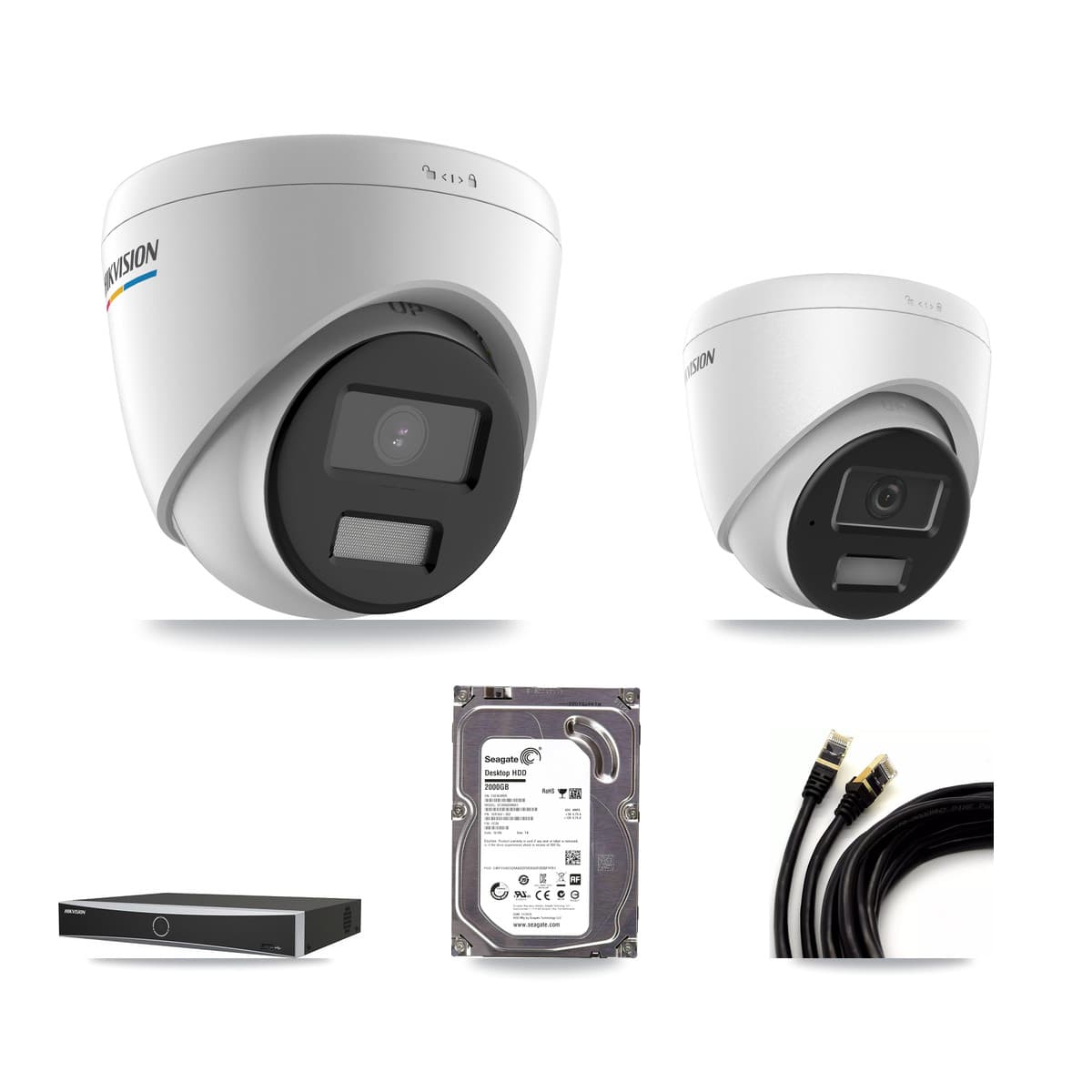 Hikvision 4-Channel 2MP – 4MP CCTV Kit — 1 2MP + 1 4MP Turret Cameras + 2TB Recording