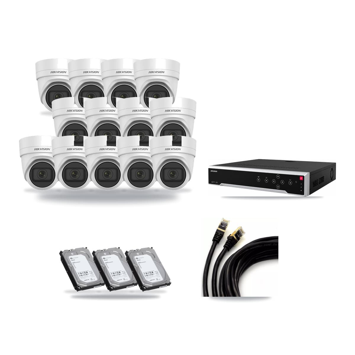 Hikvision 32-Channel 4MP CCTV Kit — 13 DS-2CD2H45FWD Turret Cameras + 3× 6TB Recording - Image 1