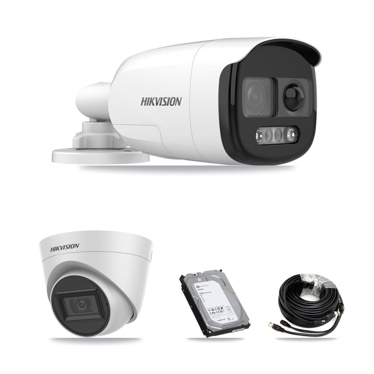 Hikvision 32-Channel 5MP CCTV Kit — 4 Bullet + 4 White Turret Cameras + 2× 6TB Recording