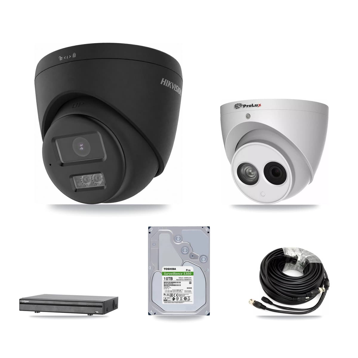 8-Channel 4MP – 4K CCTV Kit — 3 Black 4K + 1 4MP Turret Cameras + 10TB Recording (DH-XVR5108H Recorder)