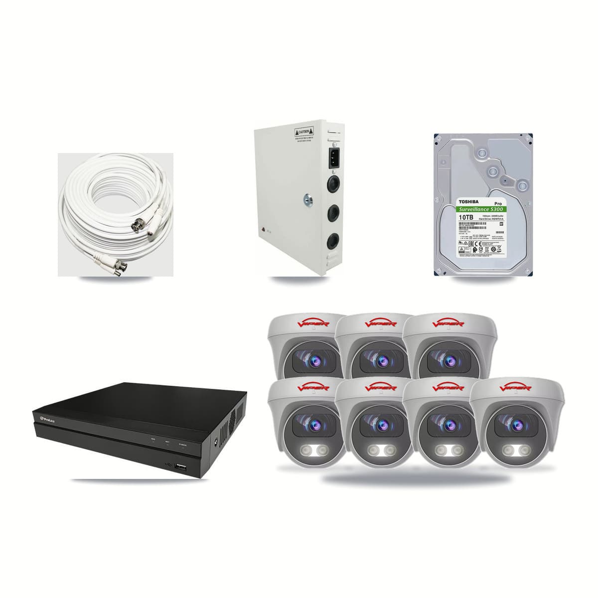 Prolux 8-channel CCTV kit: 7 cameras (7× 5MP Camera), 10TB hard drive