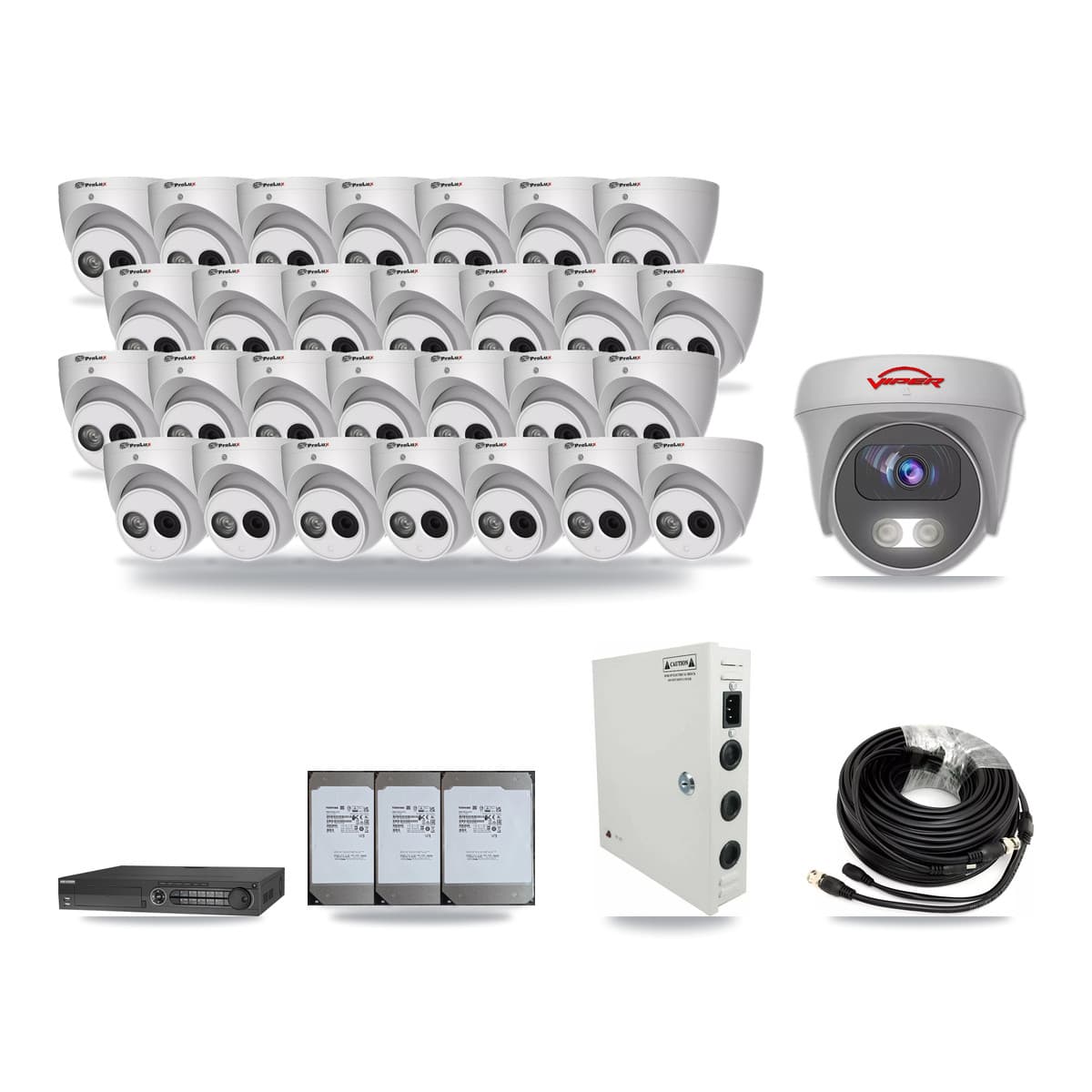 32-Channel 4MP – 5MP CCTV Kit — 28 4MP Turret + 1 5MP Cameras + 3× 14TB Recording - Image 1