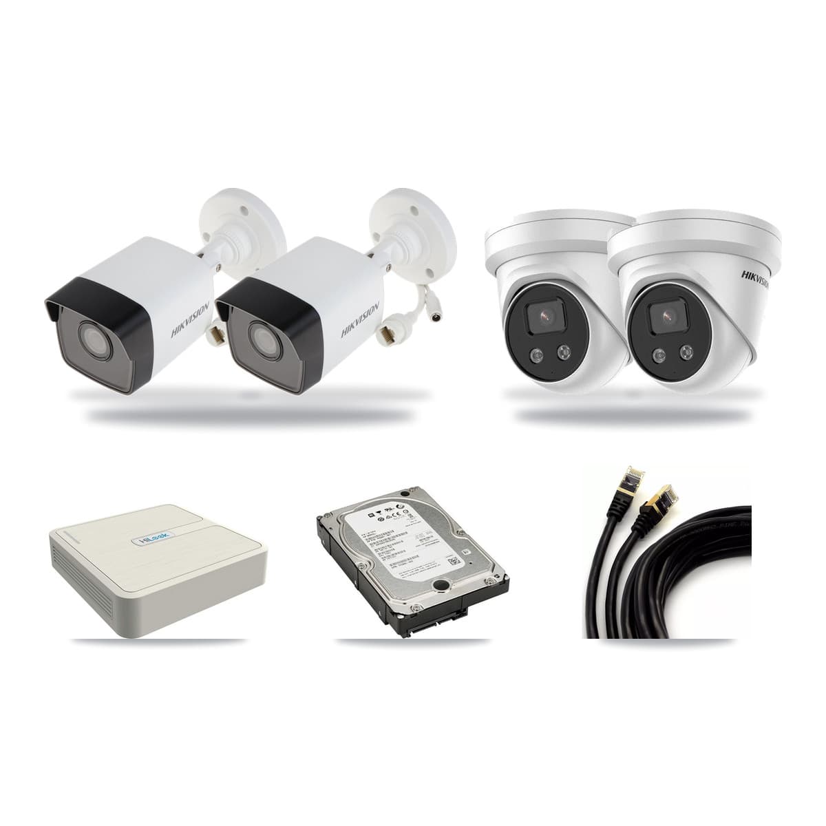 Hikvision & HiLook 8-Channel 5MP CCTV Kit — 2 Bullet + 2 Turret Cameras + 5TB Recording (NVR-108H-D Recorder) - Image 1
