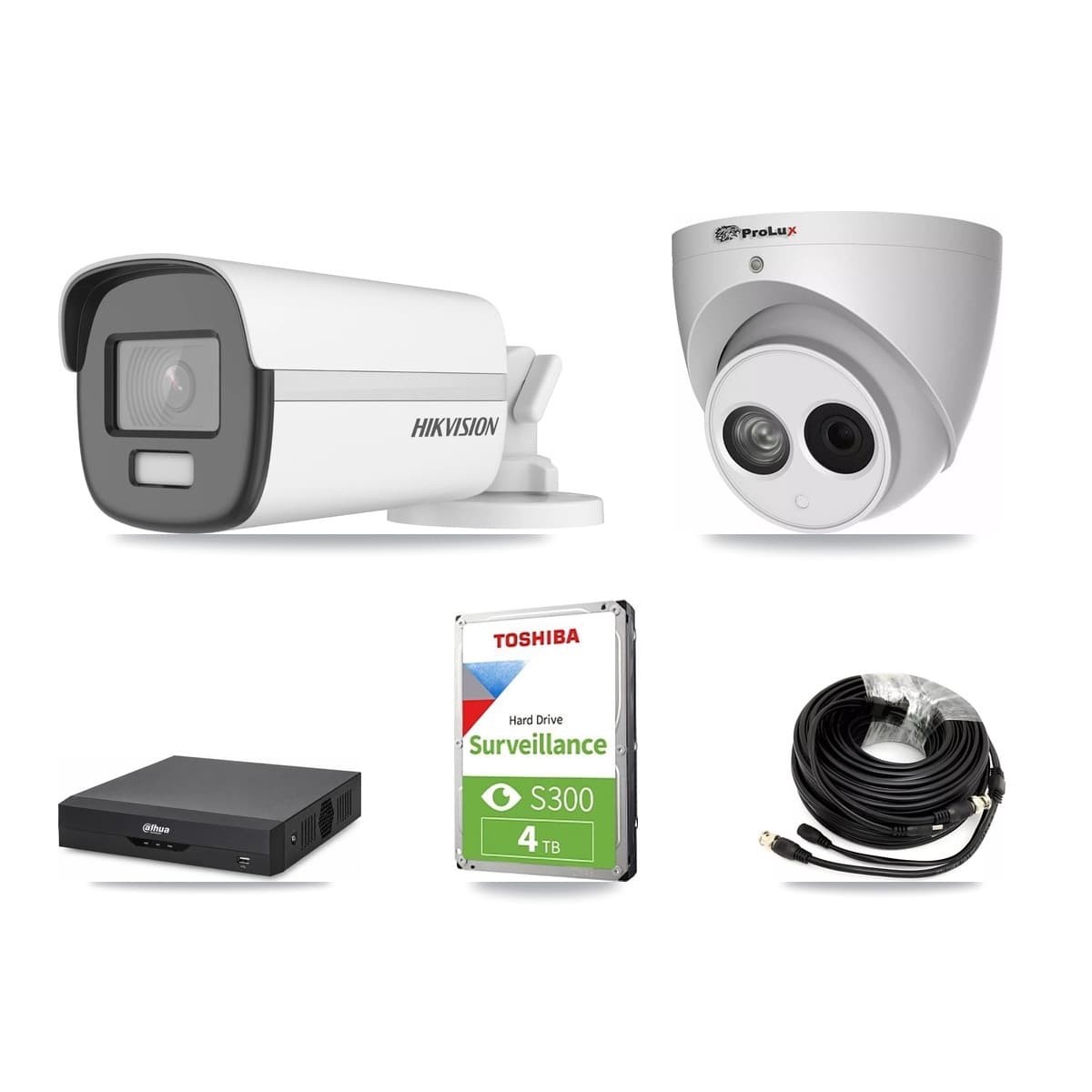 4-Channel 4MP – 4K CCTV Kit — 1 4K Bullet + 1 4MP Turret Cameras + 4TB Recording (DH-XVR5104HS Recorder) - Image 1