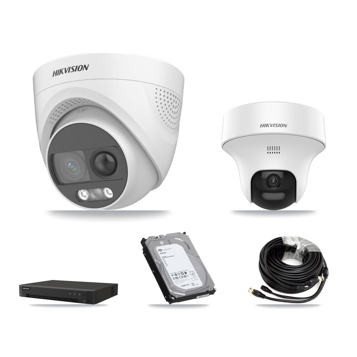 Hikvision 16-Channel 5MP CCTV Kit — 2 DS-2CE70K0T + 6 DS-2CE72KF3T Turret Cameras + 6TB Recording