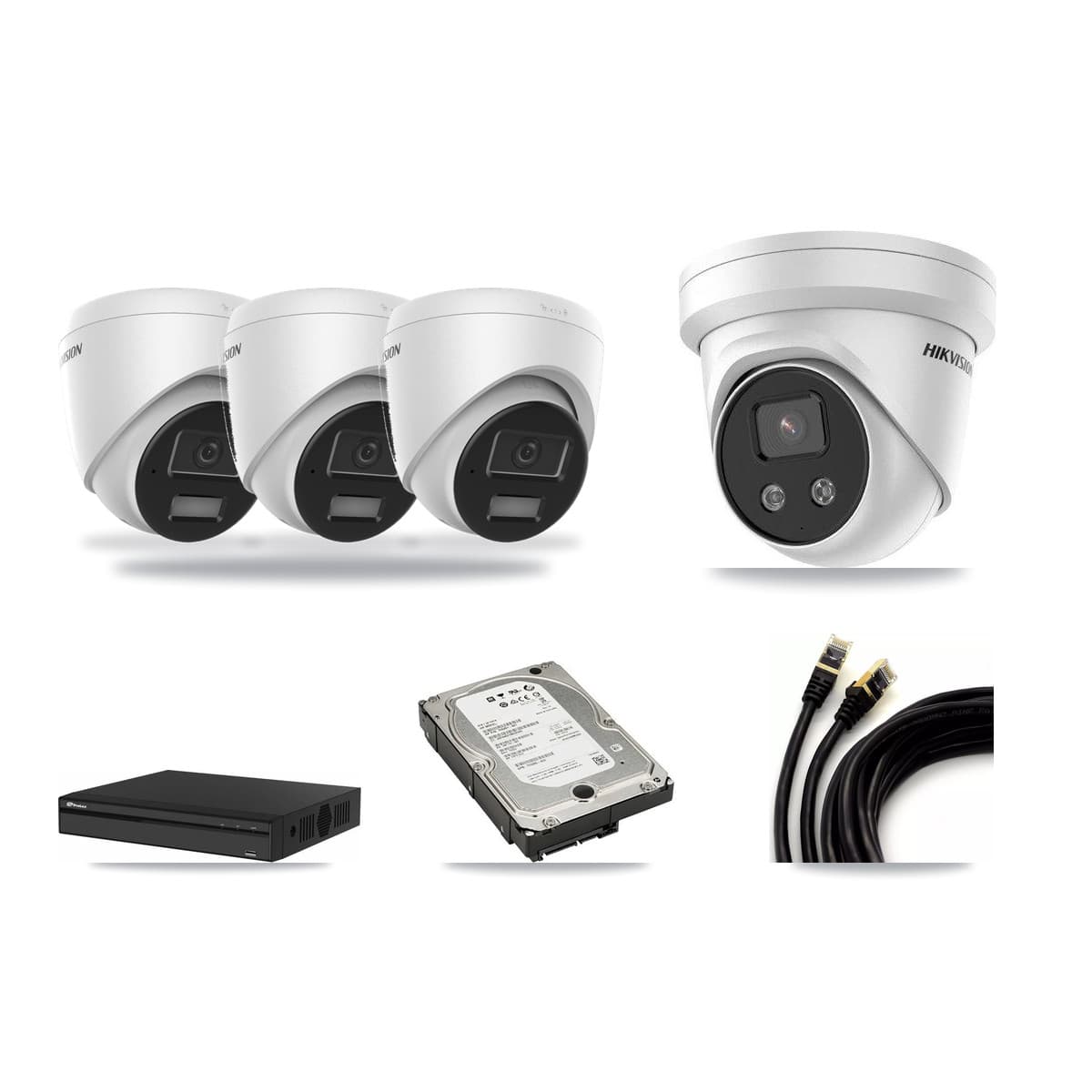 Hikvision & Prolux 4-Channel 4MP – 5MP CCTV Kit — 3 4MP + 1 5MP Turret Cameras + 5TB Recording - Image 1
