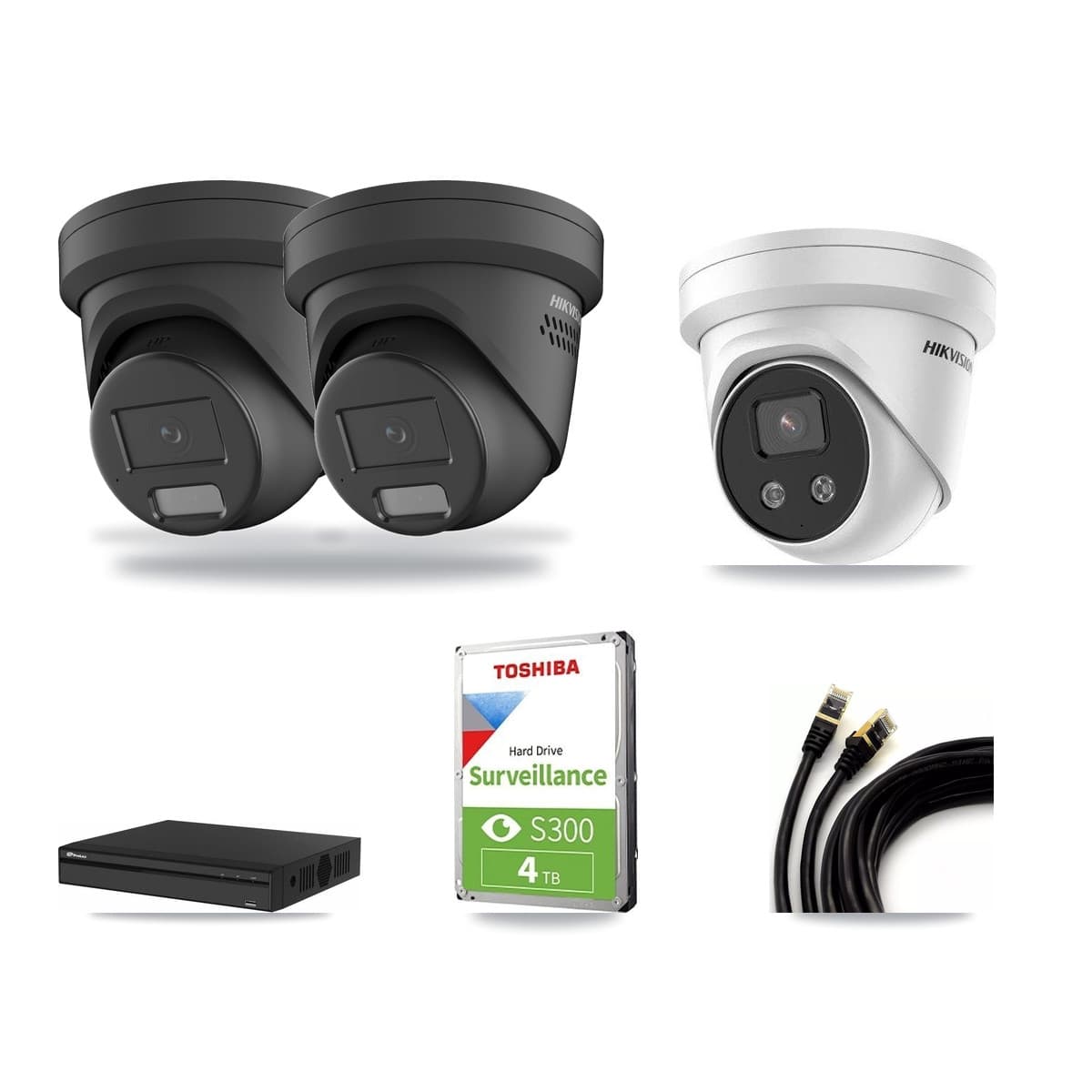Hikvision & Prolux 4-Channel 4MP – 5MP CCTV Kit — 2 4MP + 1 5MP Turret Cameras + 4TB Recording - Image 1