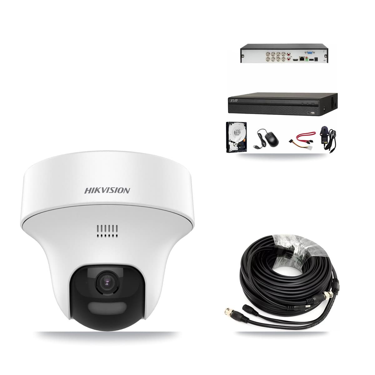 Hikvision & Dahua 8-Channel 5MP CCTV Kit — 2 DS-2CE70K0T Turret Cameras + 3TB Recording (XVR-3108AD Recorder)