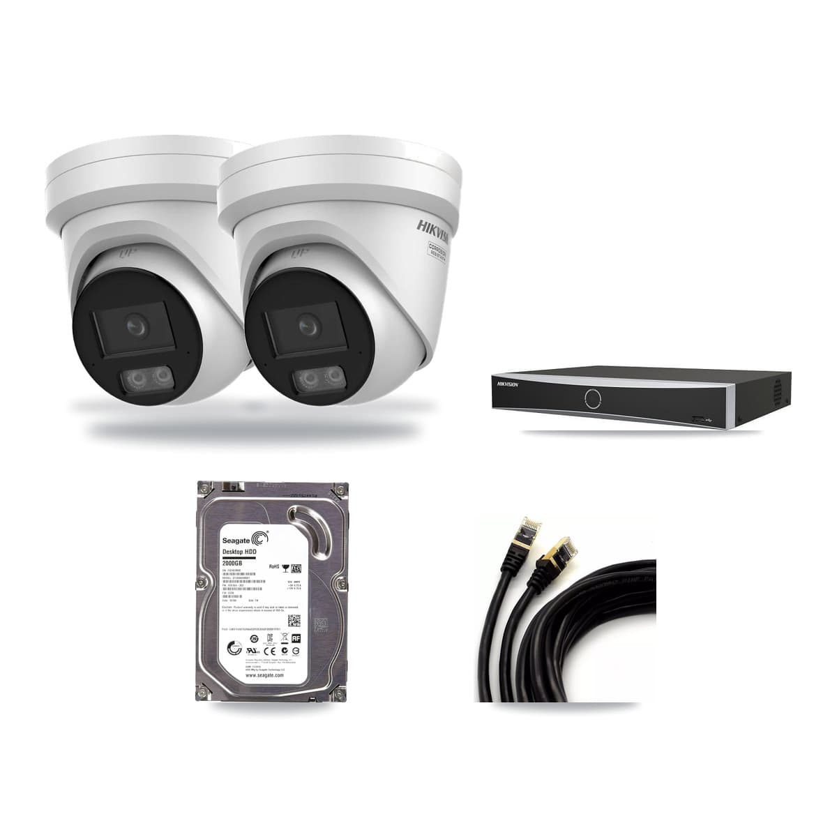 Hikvision 4-Channel 4K CCTV Kit — 2 DS-2CD2387G3 Turret Cameras + 2TB Recording - Image 1