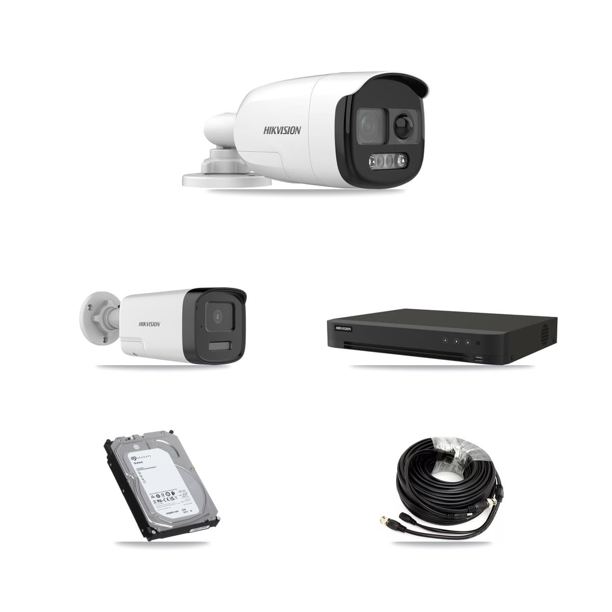 Hikvision 8-Channel 5MP CCTV Kit — 3 DS-2CE12KF3T-PIRXO + 3 DS-2CE17K0T-LXTS Bullet Cameras + 6TB Recording (IDS-7208HUHI-M1/XT Recorder) - Image 1