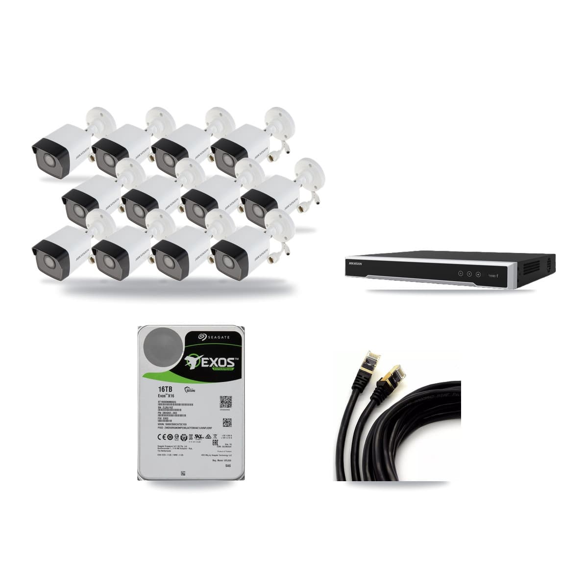 Hikvision 16-Channel 5MP CCTV Kit — 12 Bullet Cameras + 16TB Recording (DS-7616NI-M2 Recorder) - Image 1