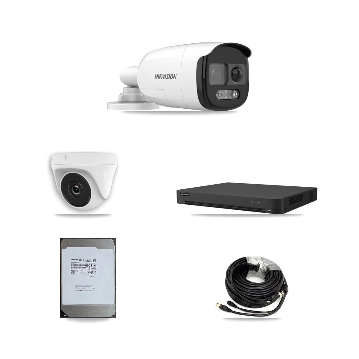Hikvision 16-Channel 2MP – 5MP CCTV Kit — 7 5MP Bullet + 1 2MP Dome Cameras + 14TB Recording