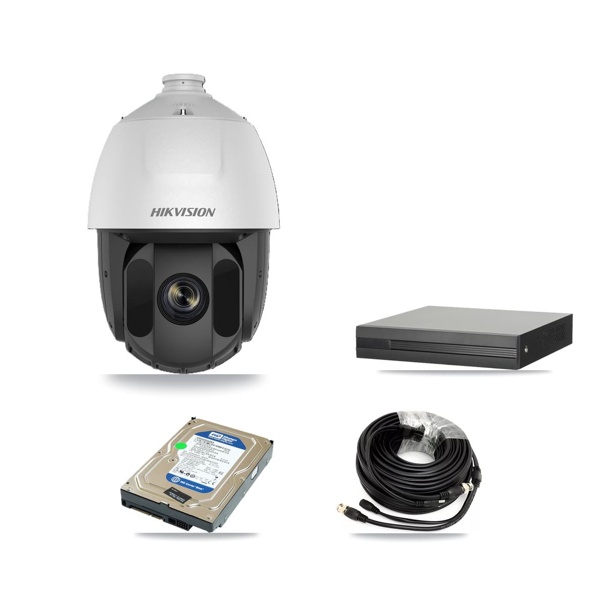 Hikvision 4-Channel 2MP CCTV Kit — 1 DS-2AE5225TI PTZ Camera + 500GB Recording (XVR-3104HS Recorder) - Image 1