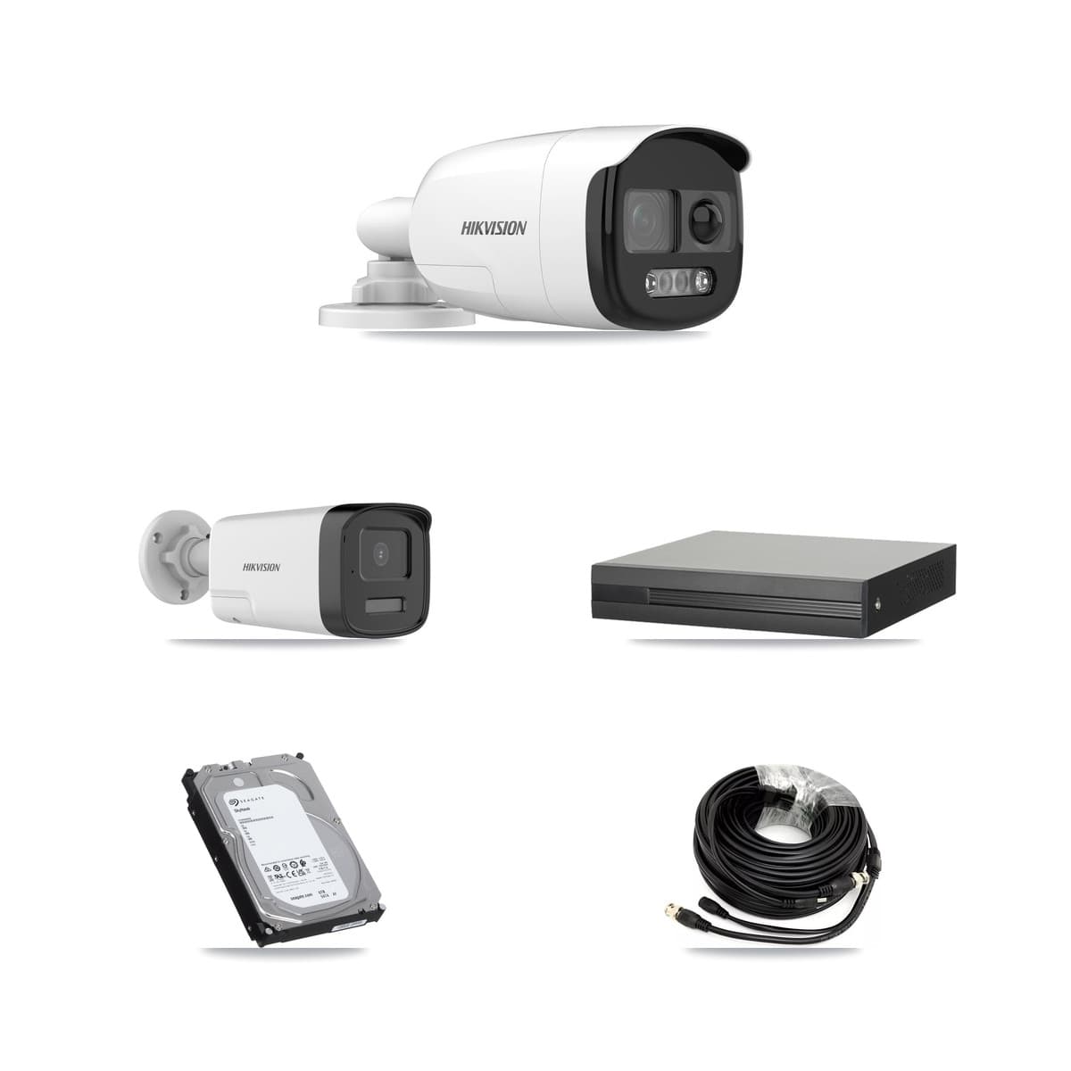 Hikvision 4-Channel 5MP CCTV Kit — 2 DS-2CE12KF3T + 2 DS-2CE17K0T Bullet Cameras + 6TB Recording (XVR-3104HS Recorder)