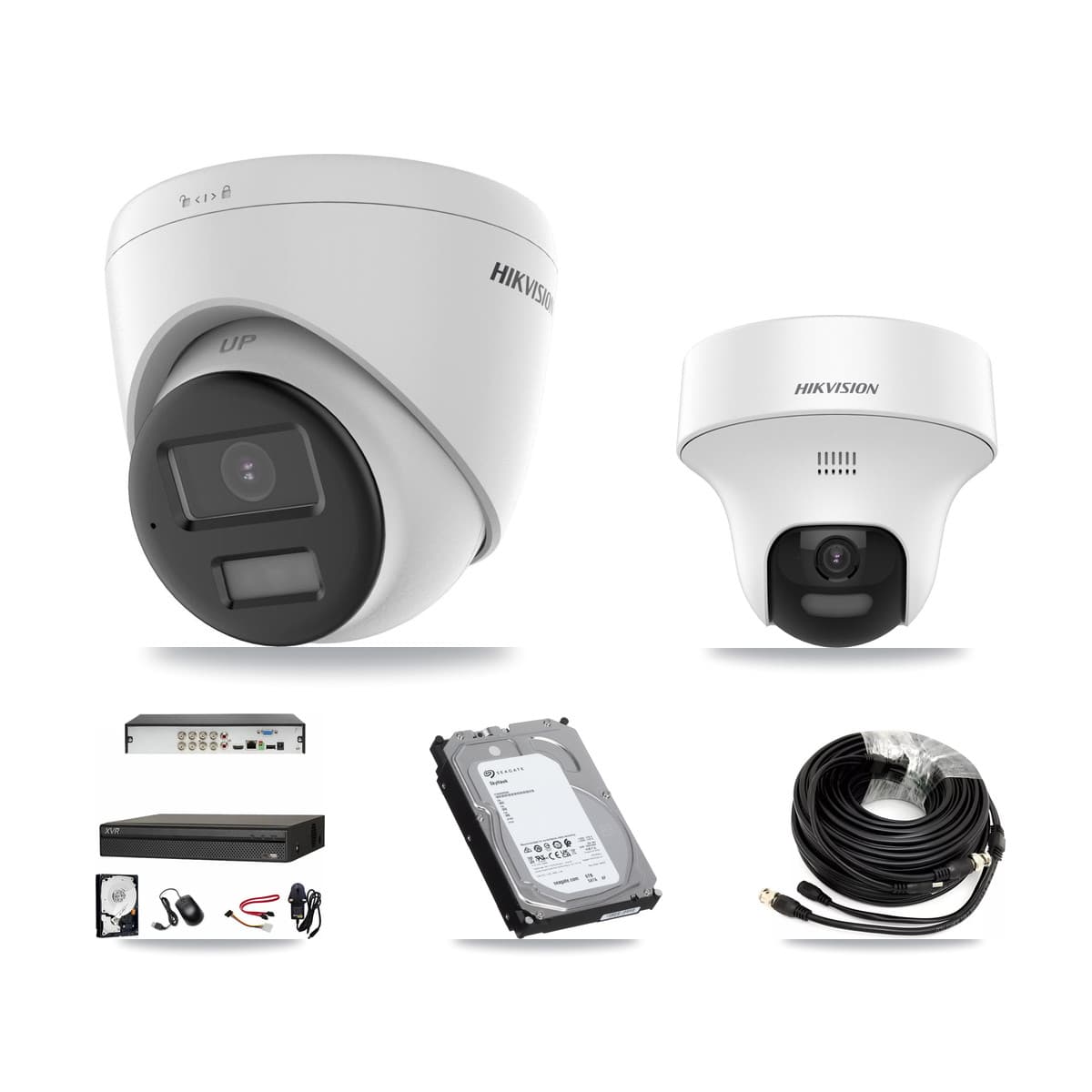 Hikvision & Dahua 8-Channel 5MP CCTV Kit — 1 DS-2CE70K0T + 3 DS-2CE78K0T Turret Cameras + 6TB Recording