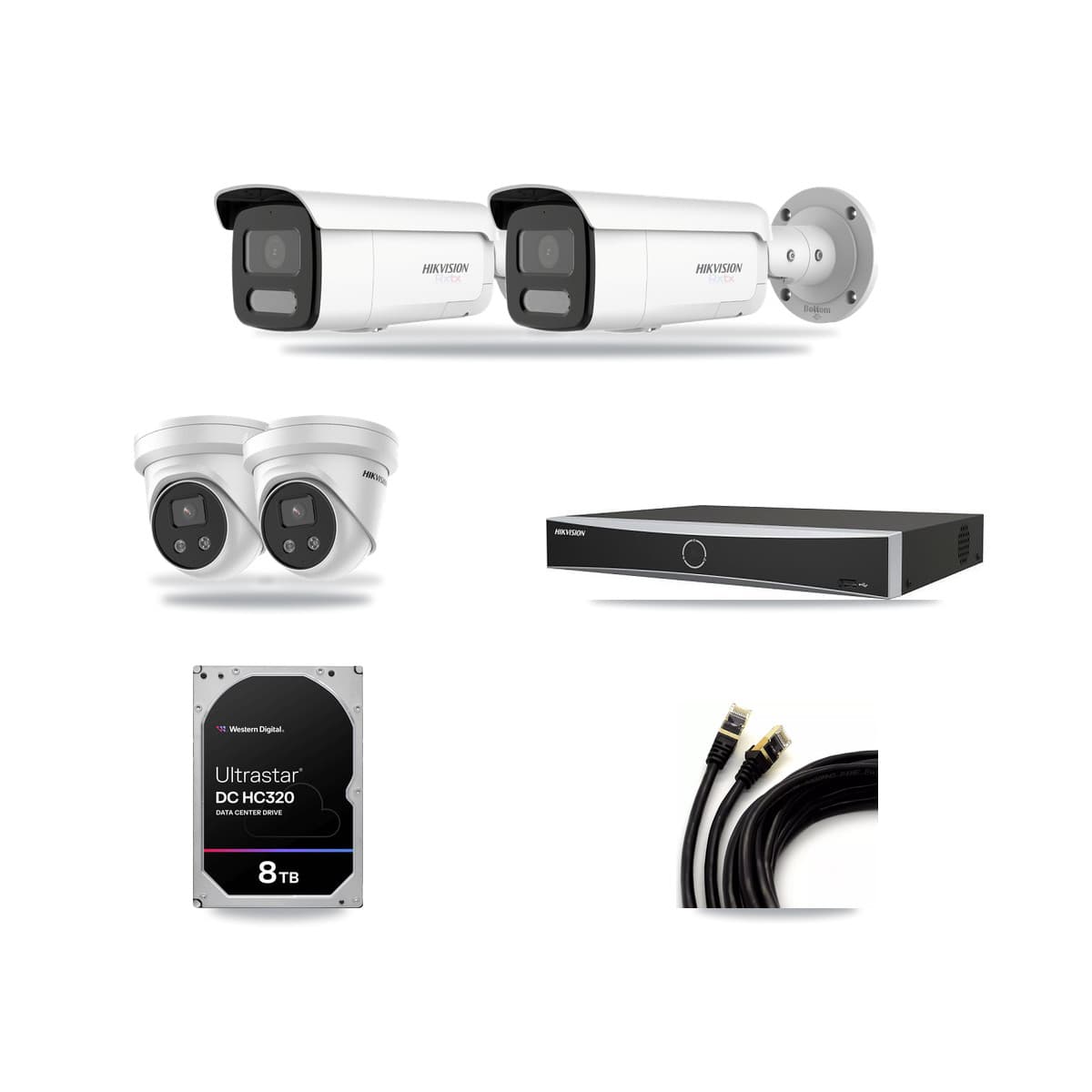 Hikvision 4-Channel 5MP – 4K CCTV Kit — 2 4K Bullet + 2 5MP Turret Cameras + 8TB Recording - Image 1