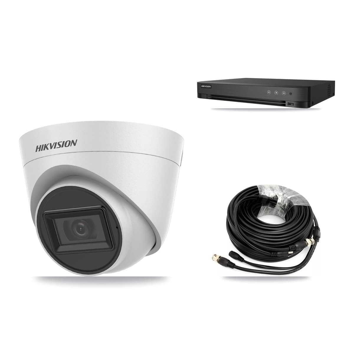 Hikvision 4-Channel 5MP CCTV Kit — 2 White Turret Cameras + 3TB Recording (IDS-7204HUHI Recorder)