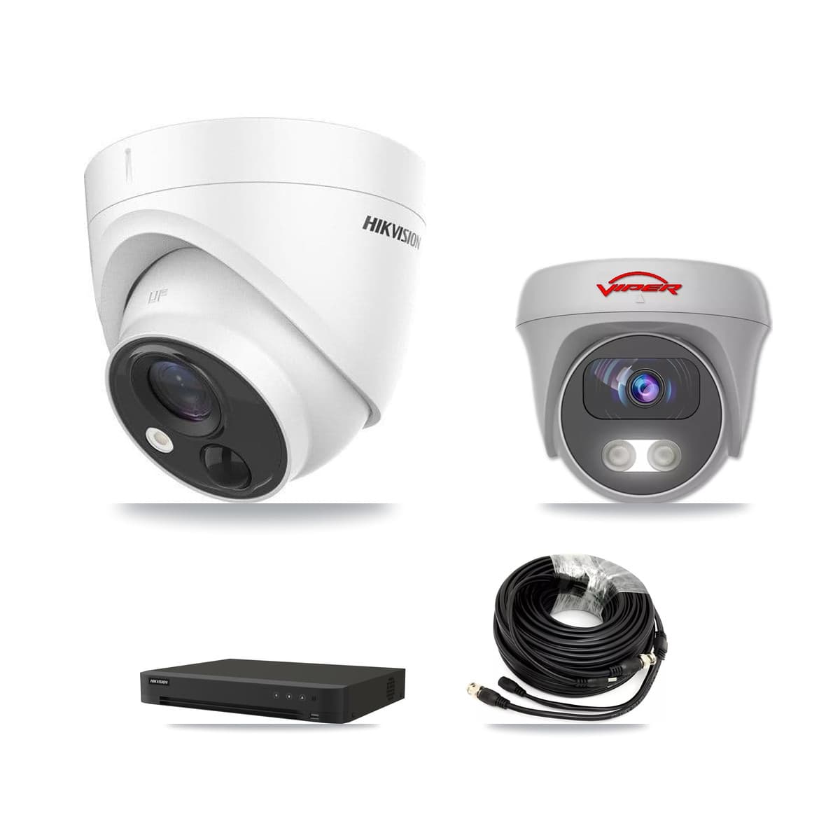 Hikvision & Viper 16-Channel 5MP CCTV Kit — 5 DS-2CE71H0T Turret + 1 White VIPER-5MP-3K Cameras + 8TB Recording (IDS-7216HQHI Recorder) - Image 1