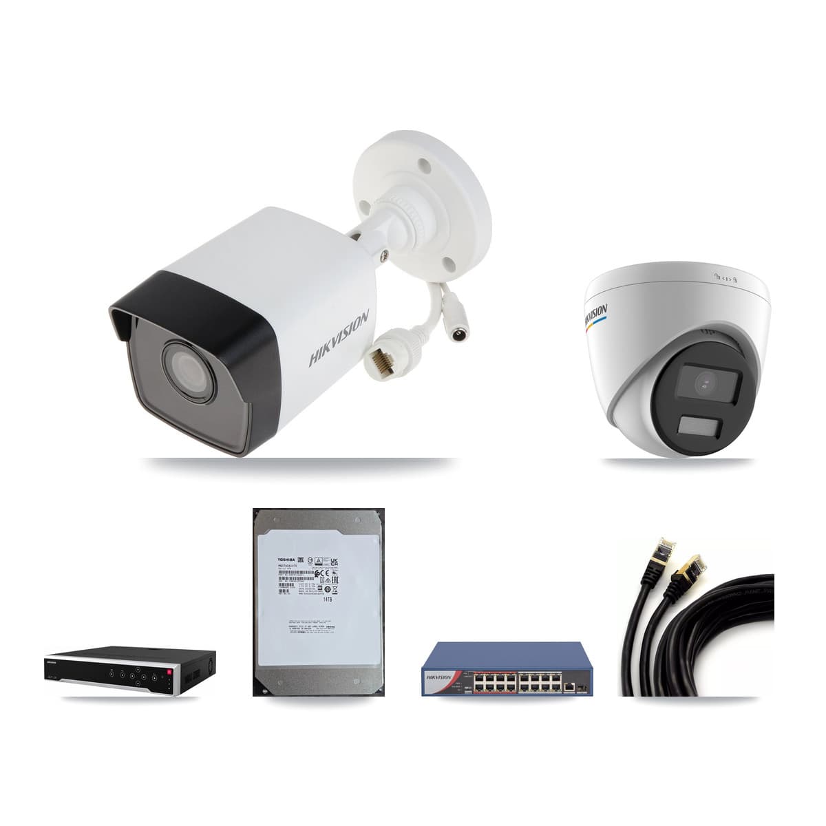 Hikvision 32-Channel 2MP – 5MP CCTV Kit — 31 5MP Bullet + 1 2MP Turret Cameras + 3× 14TB Recording