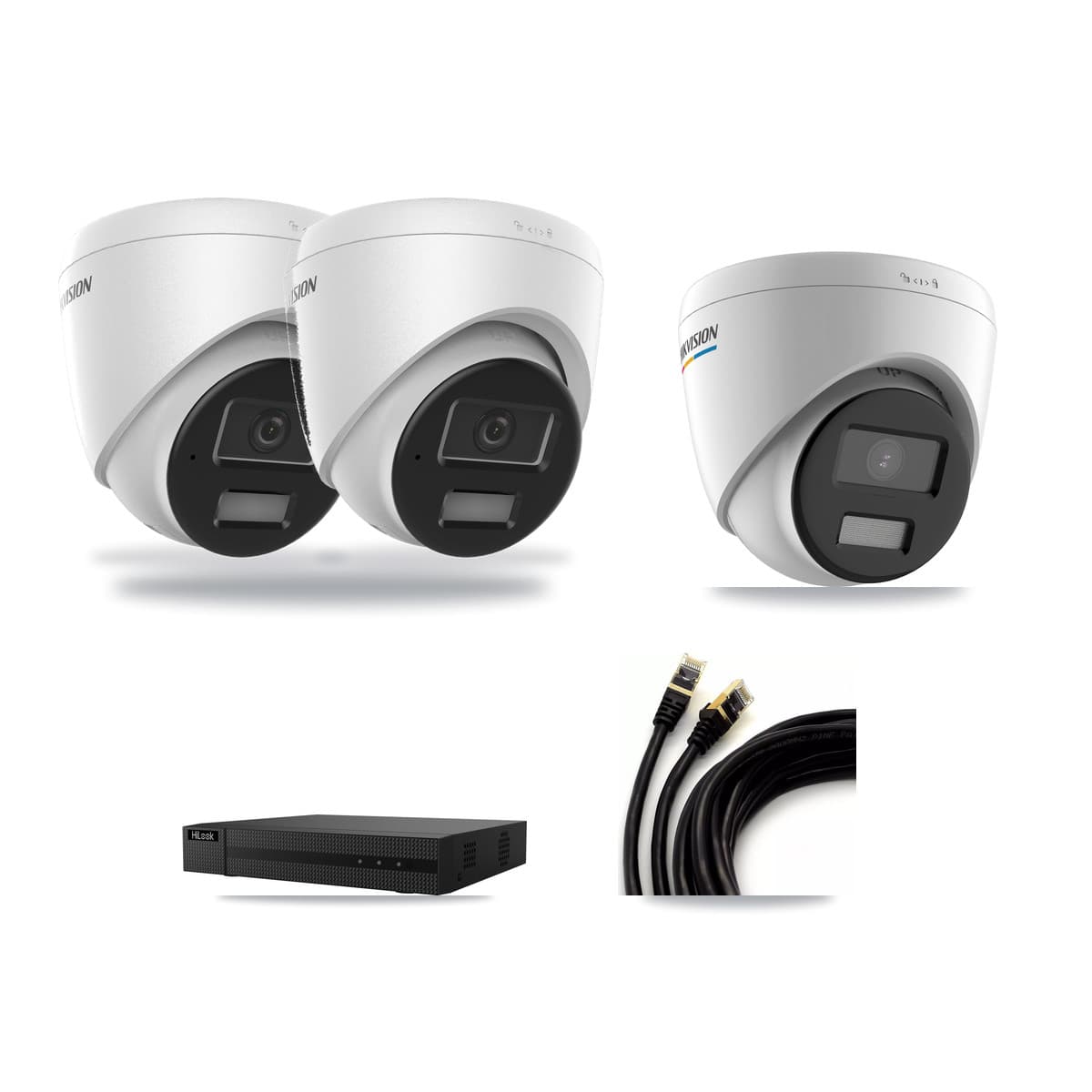 Hikvision & HiLook 8-Channel 2MP – 4MP CCTV Kit — 1 2MP + 2 4MP Turret Cameras + 3TB Recording (NVR-108MH-D Recorder) - Image 1