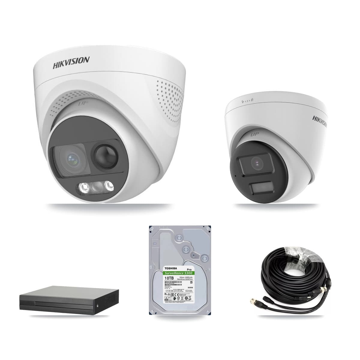 Hikvision 8-Channel 5MP CCTV Kit — 7 DS-2CE72KF3T + 1 DS-2CE78K0T Turret Cameras + 10TB Recording (XVR-3108HS Recorder)