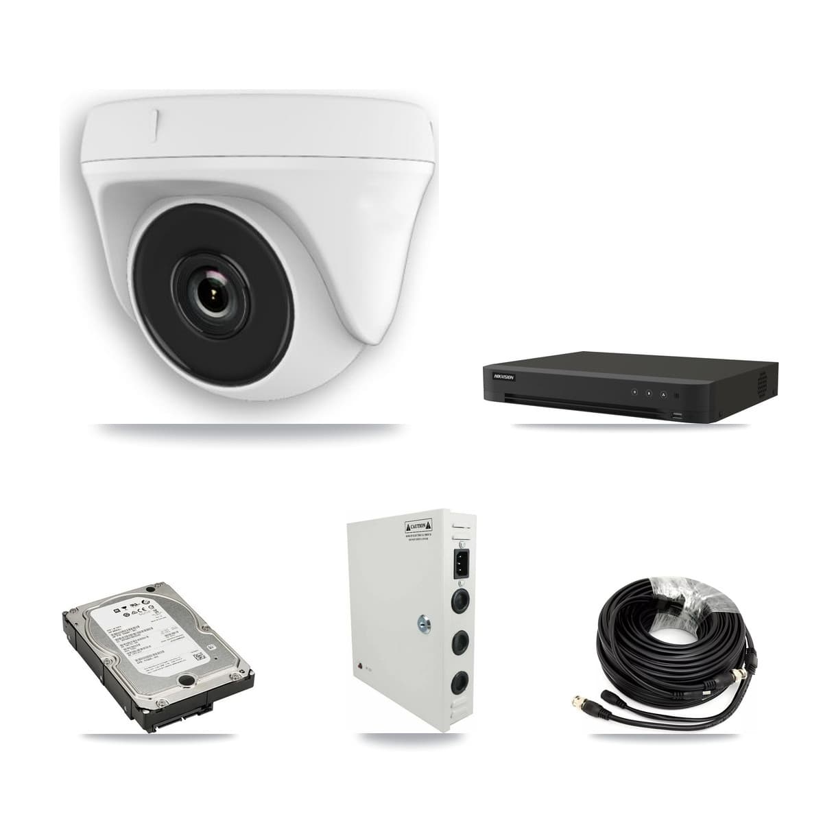 Hikvision 16-Channel 2MP CCTV Kit — 12 White Dome Cameras + 8TB Recording (IDS-7216HQHI Recorder)