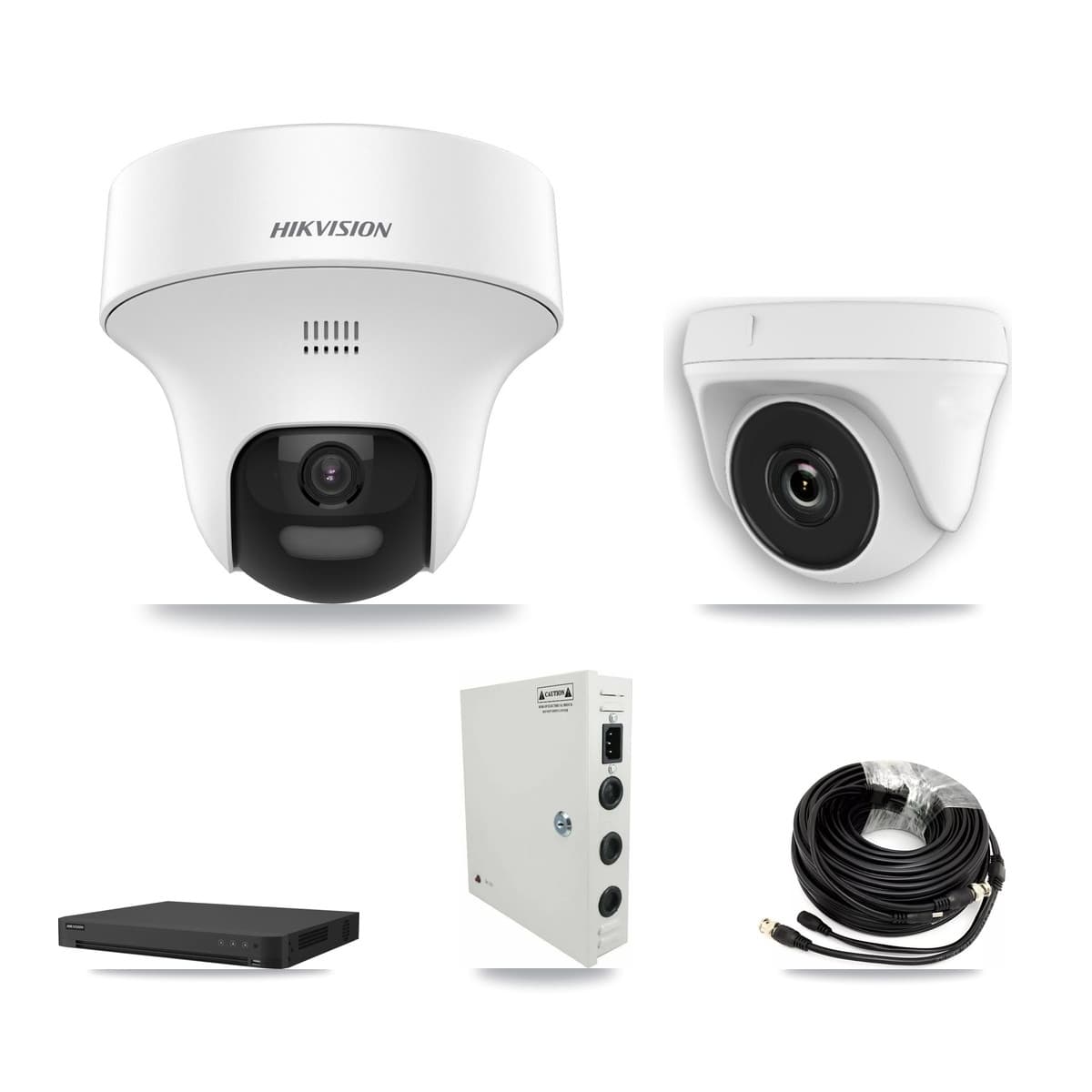 Hikvision 32-Channel 2MP – 5MP CCTV Kit — 8 DS-2CE70K0T 5MP Turret + 8 White HDT-2MP-N20W 2MP Dome Cameras + 2× 8TB Recording