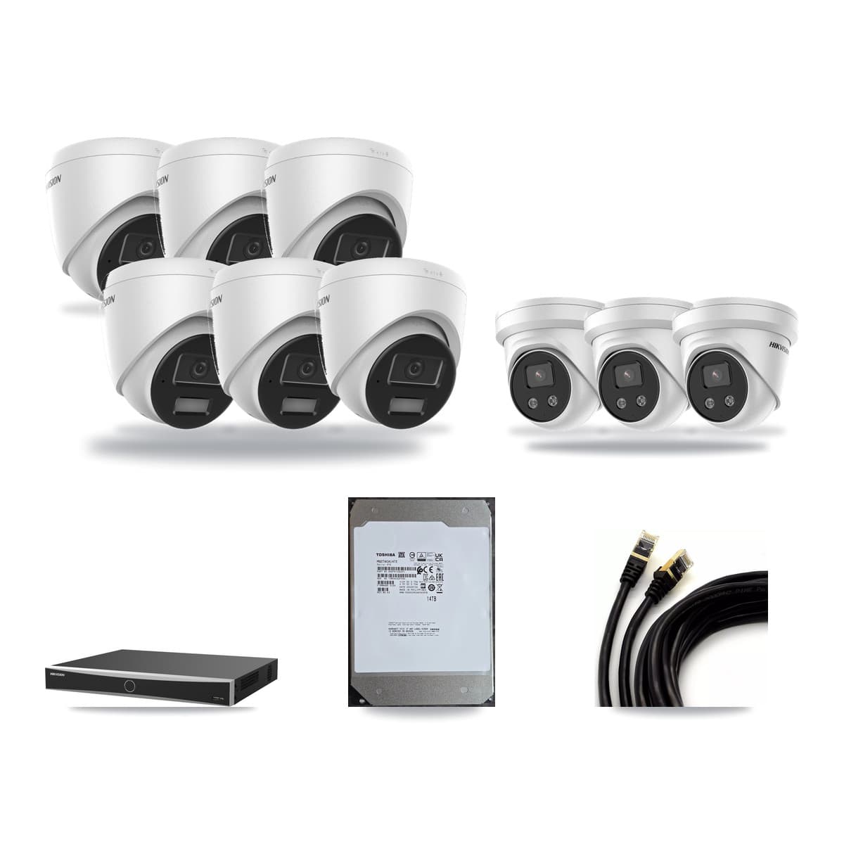Hikvision 16-Channel 4MP – 5MP CCTV Kit — 6 4MP + 3 5MP Turret Cameras + 14TB Recording - Image 1