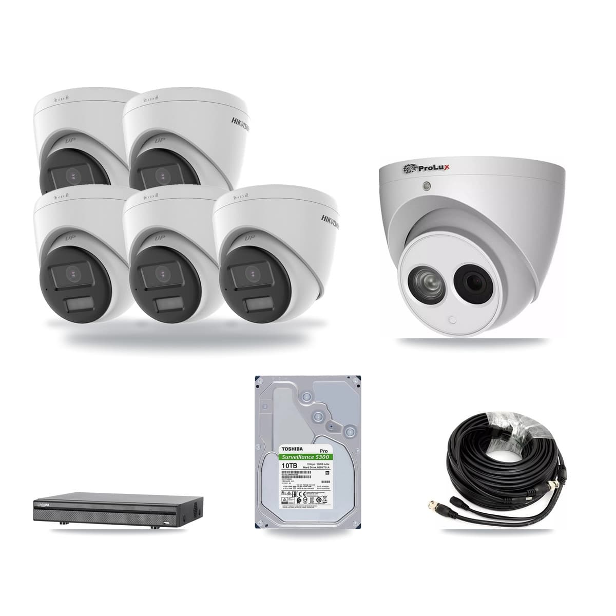 8-Channel 4MP – 4K CCTV Kit — 5 4K + 1 4MP Turret Cameras + 10TB Recording (DH-XVR5108H Recorder) - Image 1
