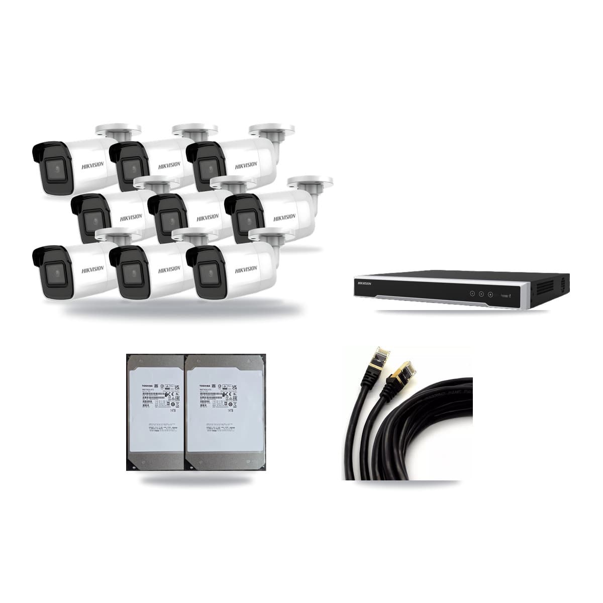 Hikvision 16-Channel 5MP – 4K CCTV Kit — 9 4K Bullet + 4 5MP Dome Cameras + 2× 14TB Recording (DS-7616NI-M2 Recorder) - Image 1