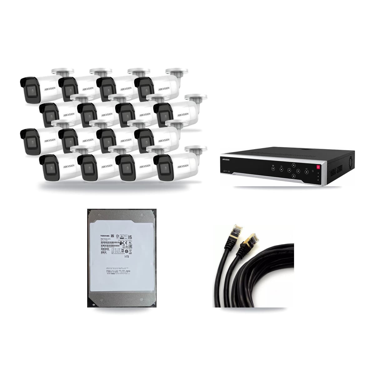 Hikvision 32-Channel 4K CCTV Kit — 16 Bullet Cameras + 14TB Recording - Image 1
