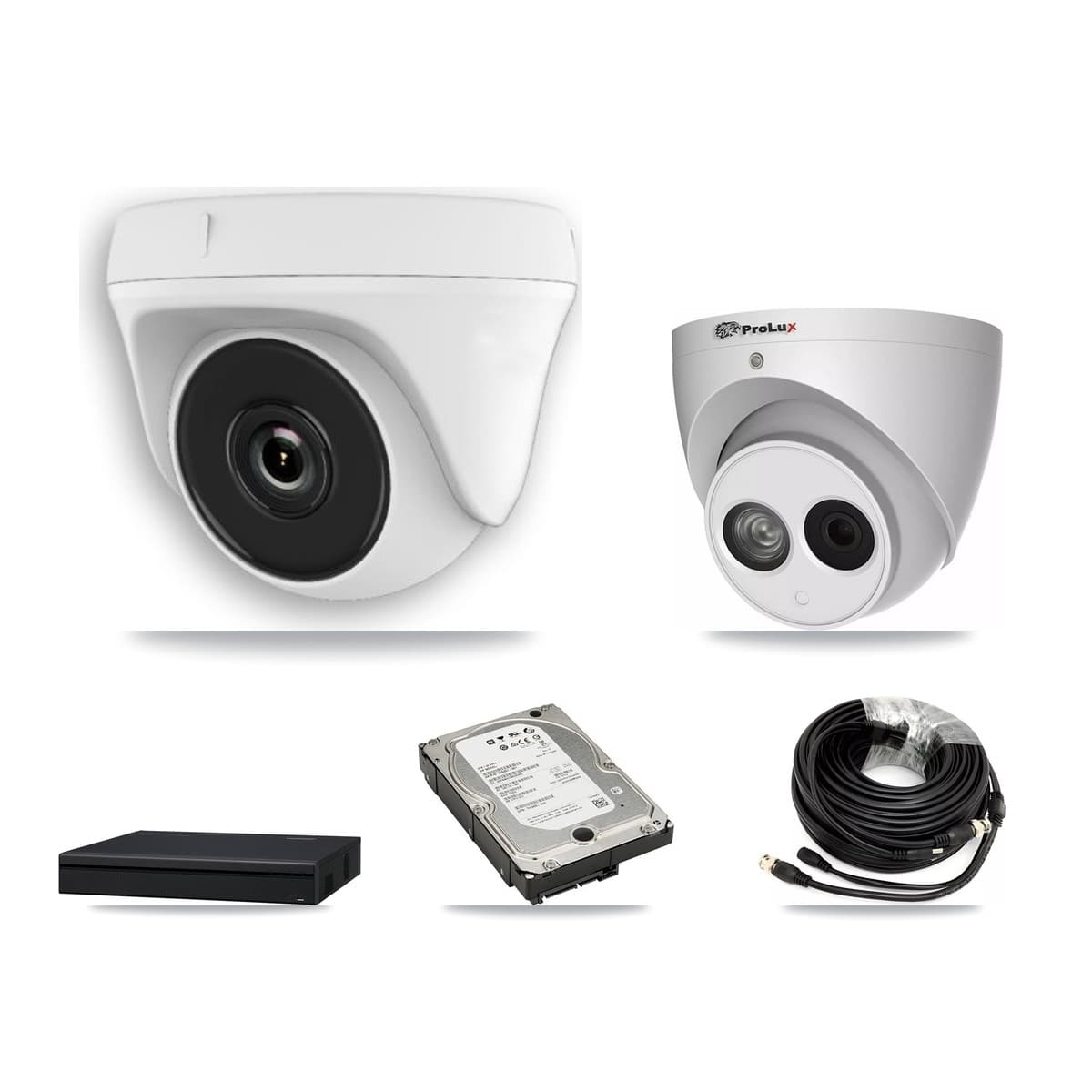 Prolux 8-Channel 2MP – 4MP CCTV Kit — 5 White 2MP Dome + 1 4MP Turret Cameras + 5TB Recording (XVR-3108AD Recorder) - Image 1