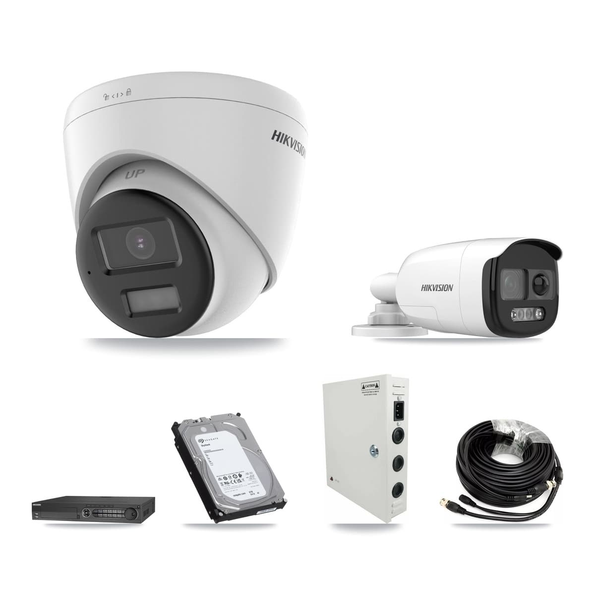 Hikvision 32-Channel 5MP – 4K CCTV Kit — 4 5MP Bullet + 10 4K Turret Cameras + 3× 6TB Recording