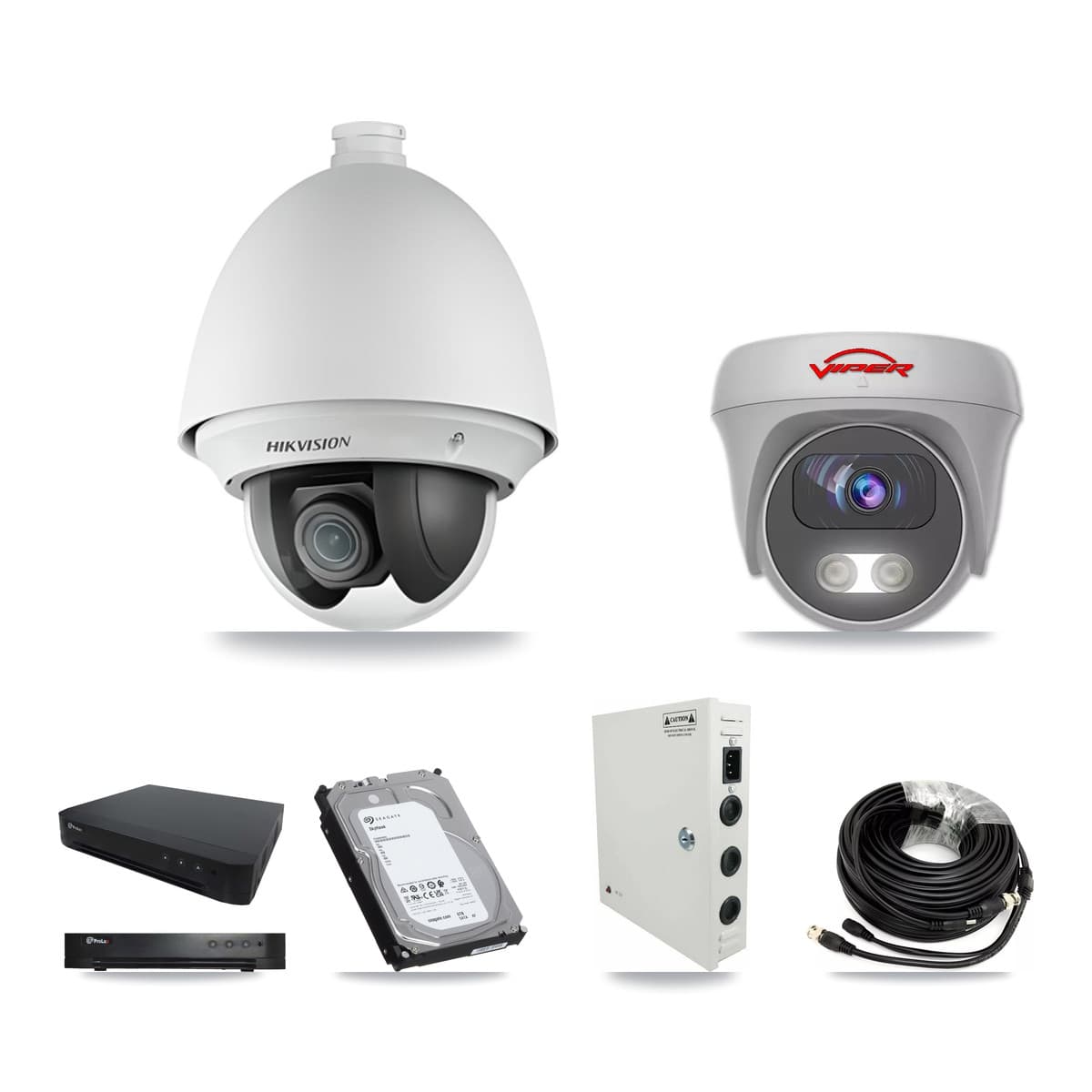 16-Channel 2MP – 5MP CCTV Kit — 7 2MP PTZ + 1 5MP Cameras + 6TB Recording