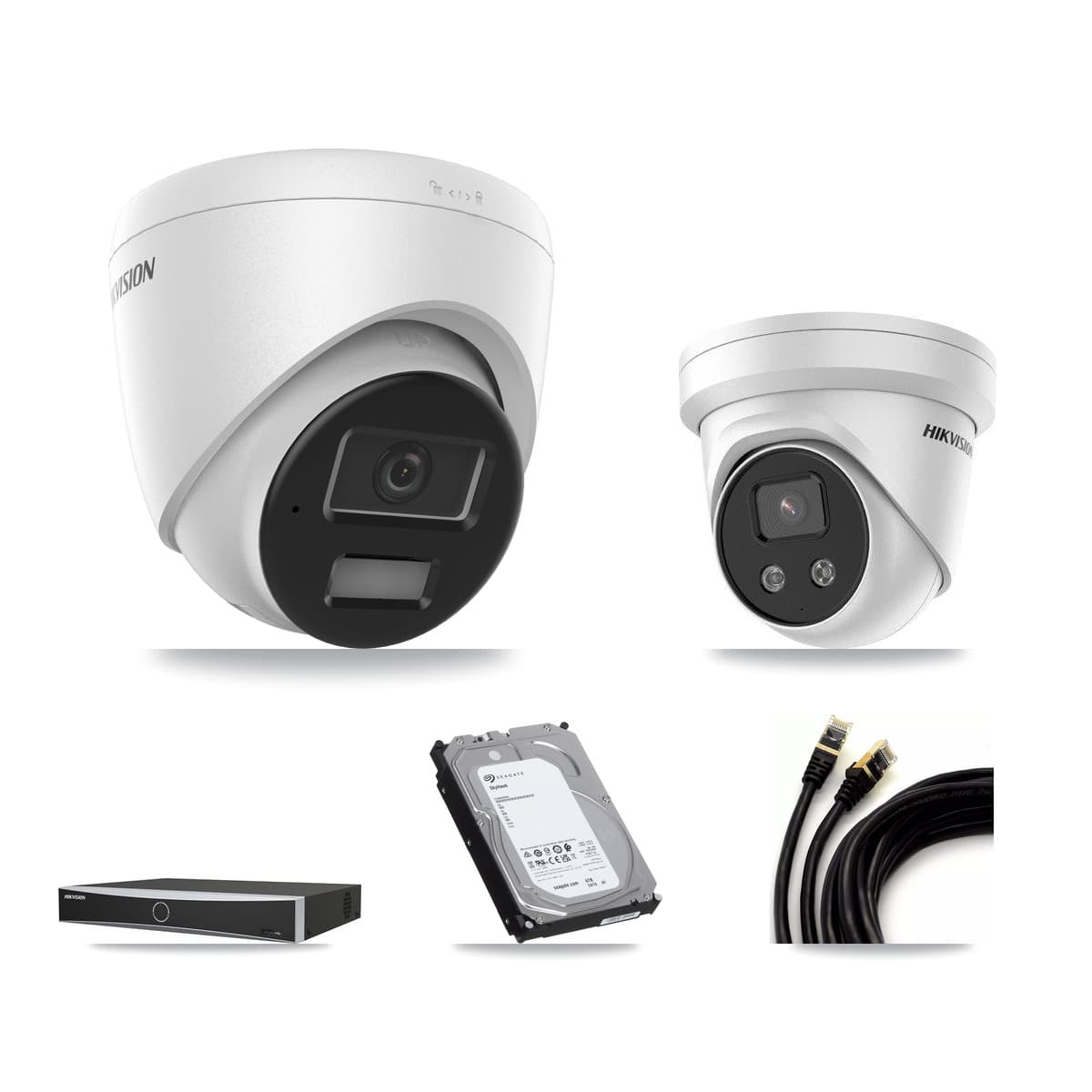 Hikvision 4-Channel 4MP – 5MP CCTV Kit — 3 4MP + 1 5MP Turret Cameras + 6TB Recording