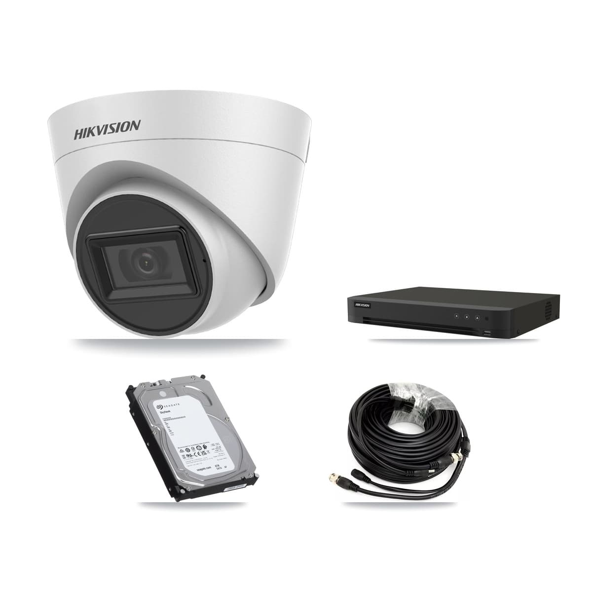 Hikvision 16-Channel 5MP CCTV Kit — 6 White Turret Cameras + 6TB Recording (IDS-7216HQHI Recorder)