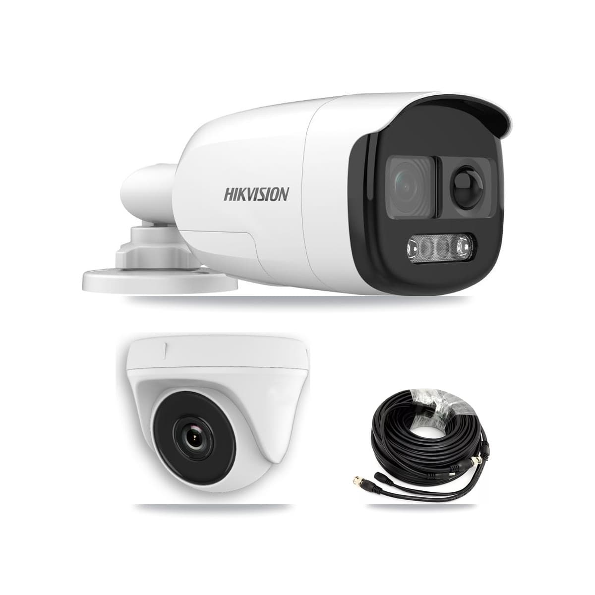 Hikvision & Prolux 8-Channel 2MP – 5MP CCTV Kit — 2 DS-2CE12KF3T 5MP Bullet + 1 White HDT-2MP-N20W 2MP Dome Cameras + 3TB Recording (PXD-5208AN Recorder)