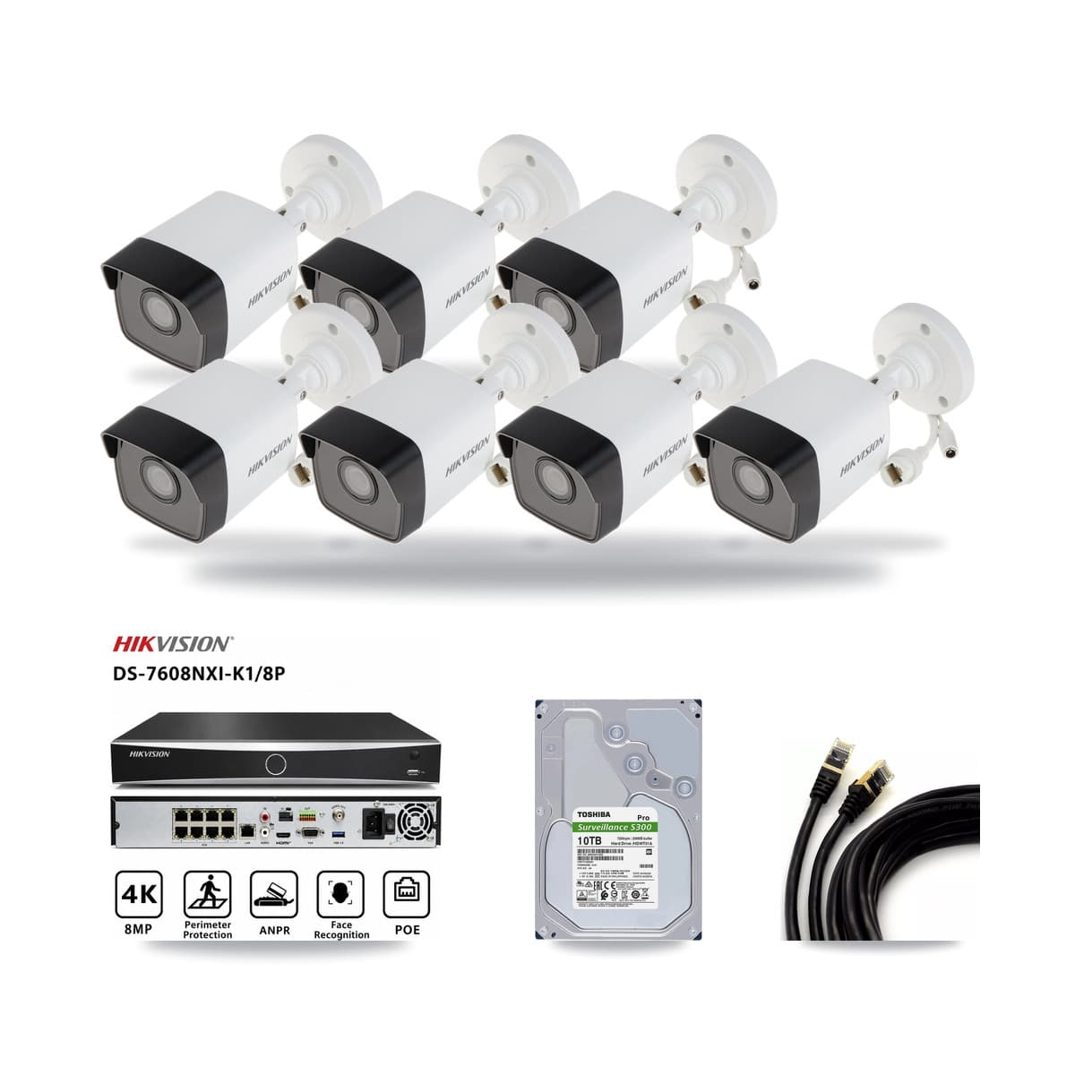 Hikvision 8-Channel 5MP CCTV Kit — 7 Bullet + 1 Dome Cameras + 10TB Recording - Image 1