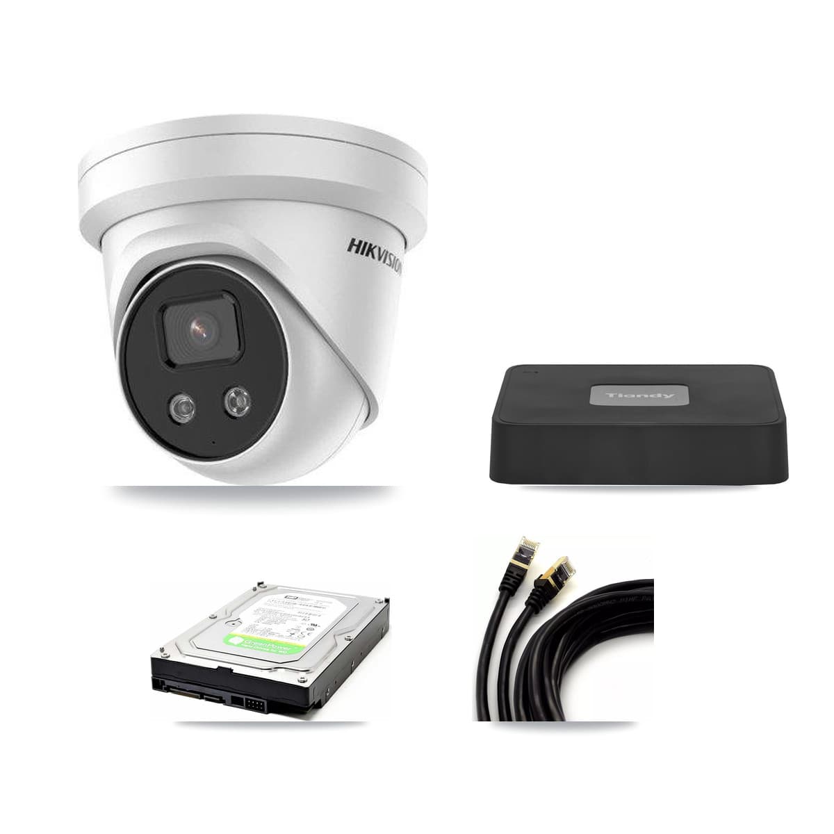 Hikvision & Tiandy 4-Channel 5MP CCTV Kit — 1 Turret Camera + 1TB Recording