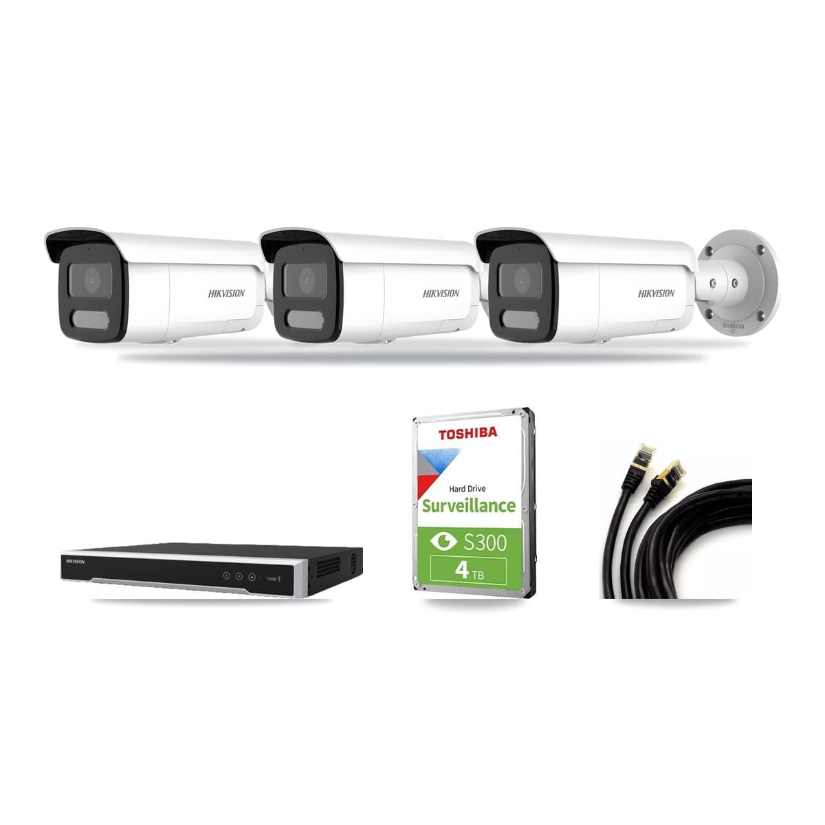Hikvision 8-Channel 4MP CCTV Kit — 3 Bullet Cameras + 4TB Recording (DS-7608NI-M2 Recorder) - Image 1