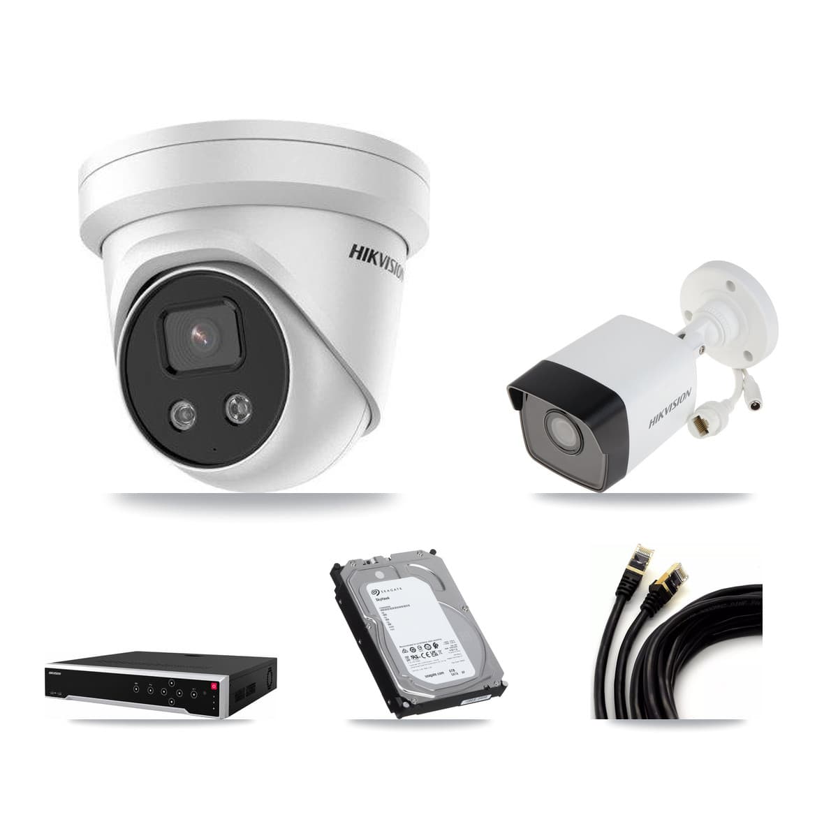 Hikvision 32-Channel 5MP CCTV Kit — 1 DS-2CD1053G0 Bullet + 13 DS-2CD3356G2 Turret Cameras + 3× 6TB Recording